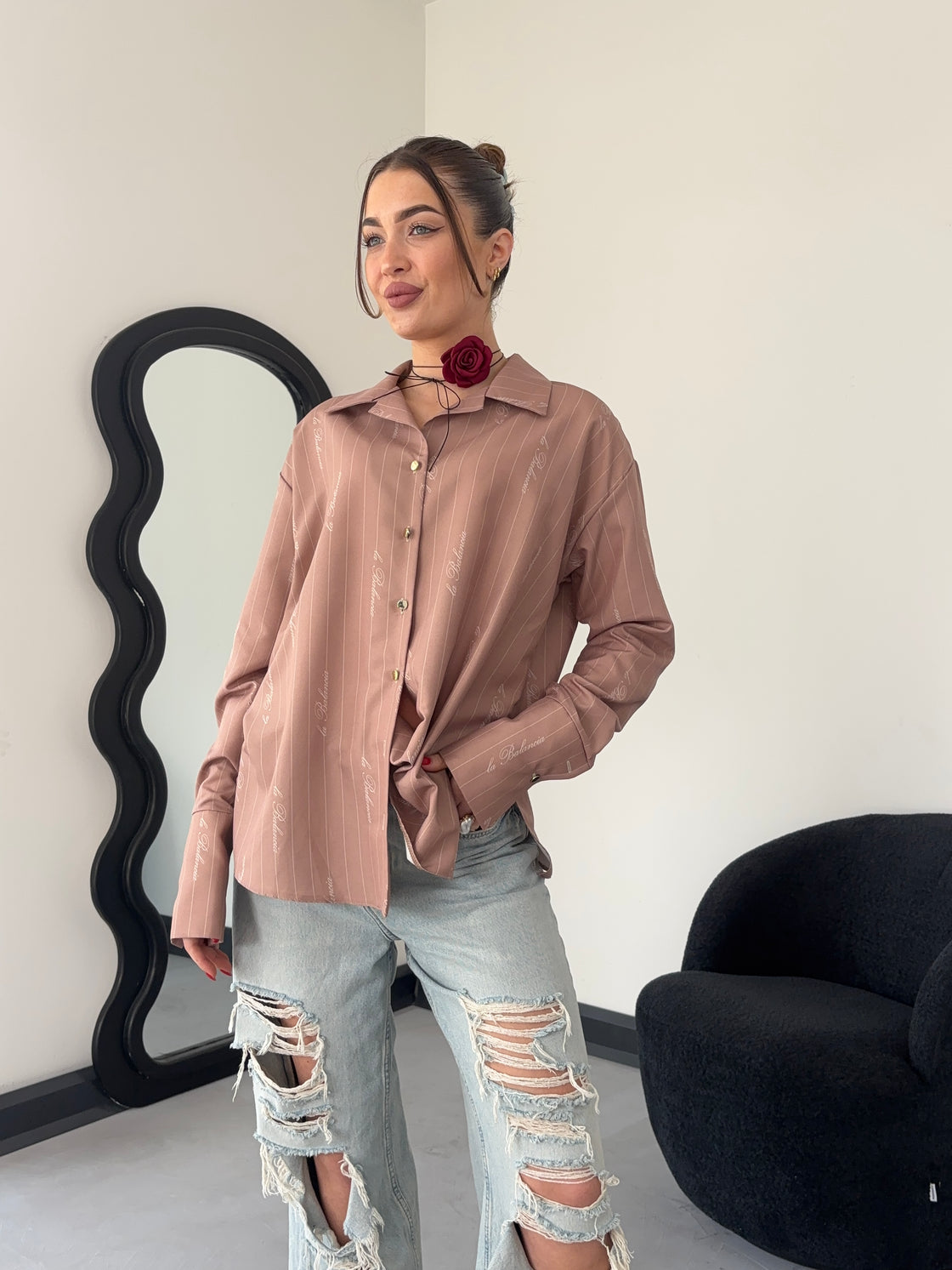 Koszula Damska Model Maddie Beige Paski