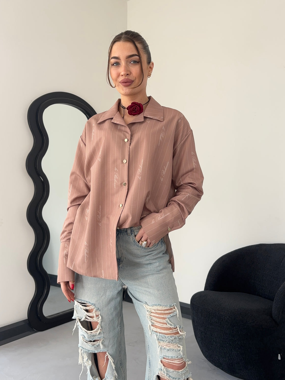 Koszula Damska Model Maddie Beige Paski