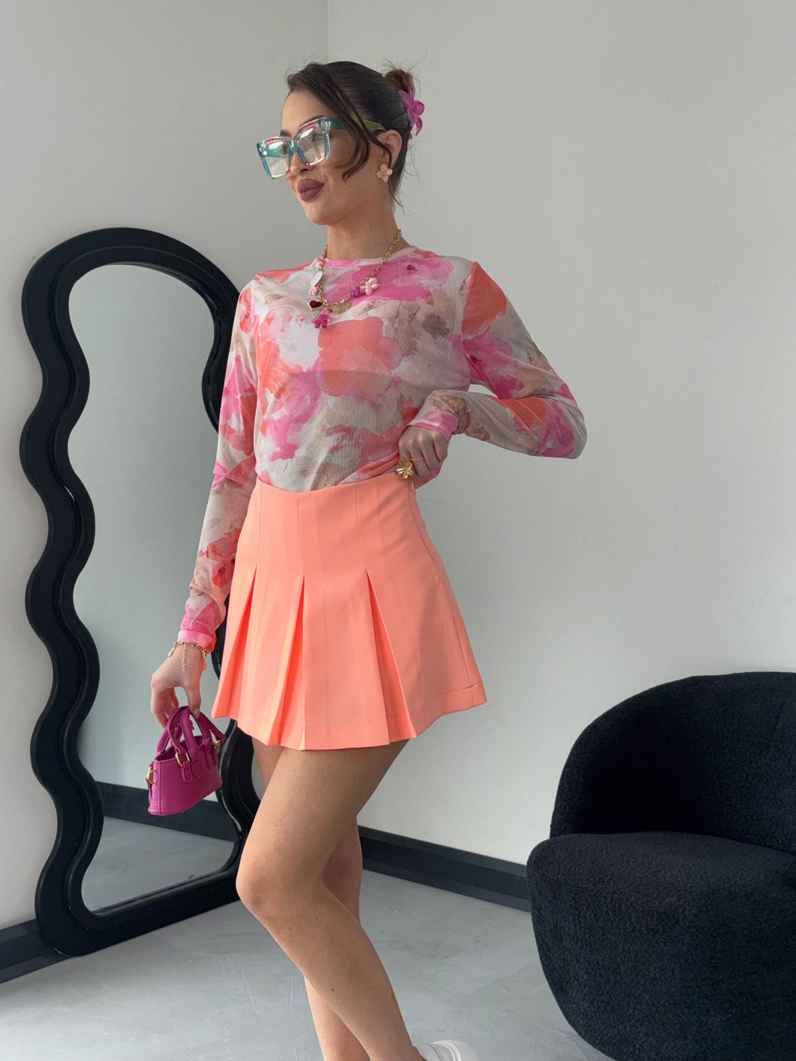 Bluzka Model Blake Watercolor/Flowers/Orange/Pink